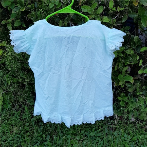 🍓Baby Doll Eyelet Top Kuwaii Pocket Boho - Picture 7 of 8